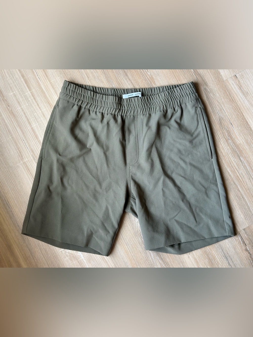 Samsoe Samsoe Smith Men's Shorts Olive Green Elastic Waist Pull-On Size L